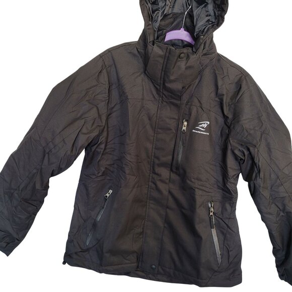 Women's Waterproof, Sky Jacket Windproof Hooded Raincoat For Winter Black X-Larg - Picture 3 of 15